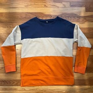 Colorblock Women’s Sweater - Navy, Beige, and Orange